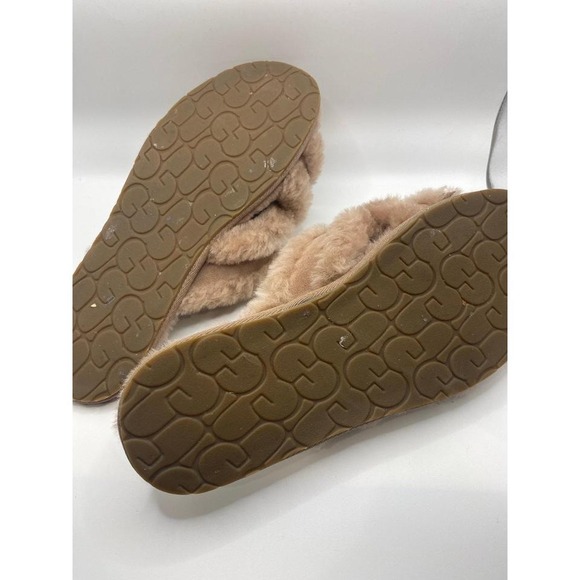 UGG Fluff Yeah Slide Sandals Tan Sheepskin Fur Comfort Women's Size 8 - Picture 6 of 6